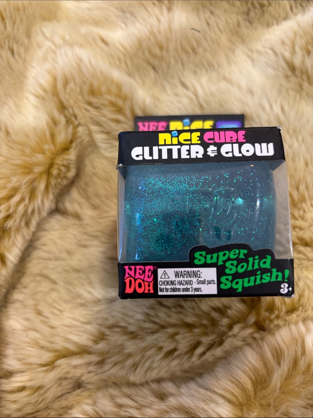 Nee Doh Nice Cube Glitter & Glow Stress Toy - Blue - Picture 2 of 5